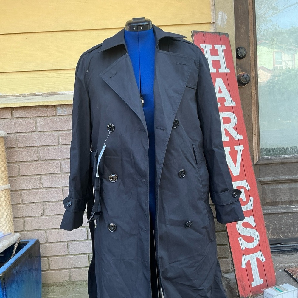 Defense Logistics Agency Garrison Collection Military Trench Coat Size 6L BLACK